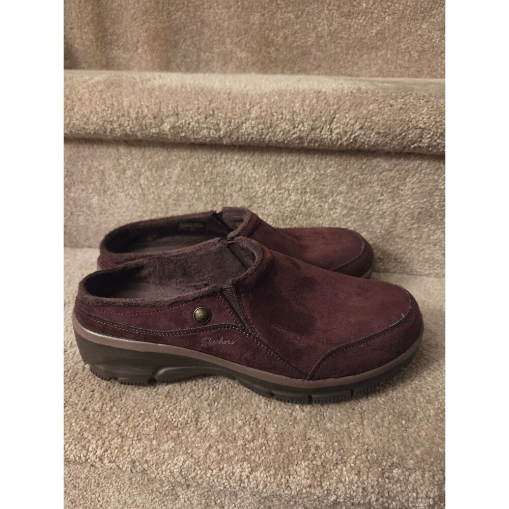 Skechers Women's "Easy Going" Brown Suede Mules Slip-On Shoes